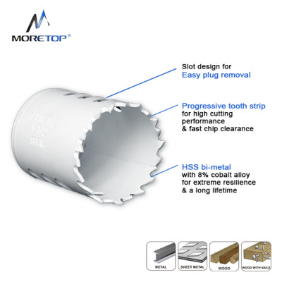 MORETOP Bi-Metal Hole Saw Kit For Hard Metal, Wood